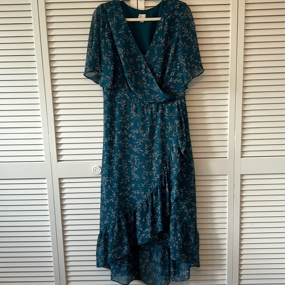 a new day Teal Floral Maxi Dress